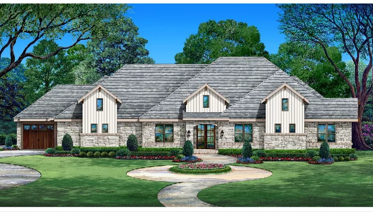 image of single story traditional house plan 8741